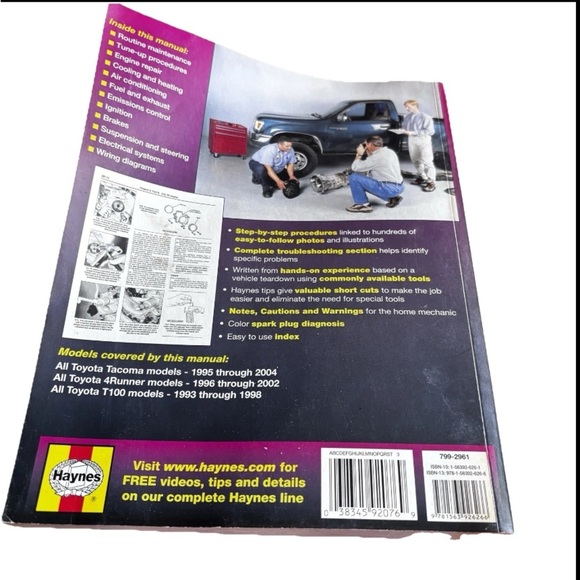 Haynes 92076 Repair Manual: Toyota Tacoma 95-2004, 4Runner 96-2002, T100 93-98 - Picture 3 of 3